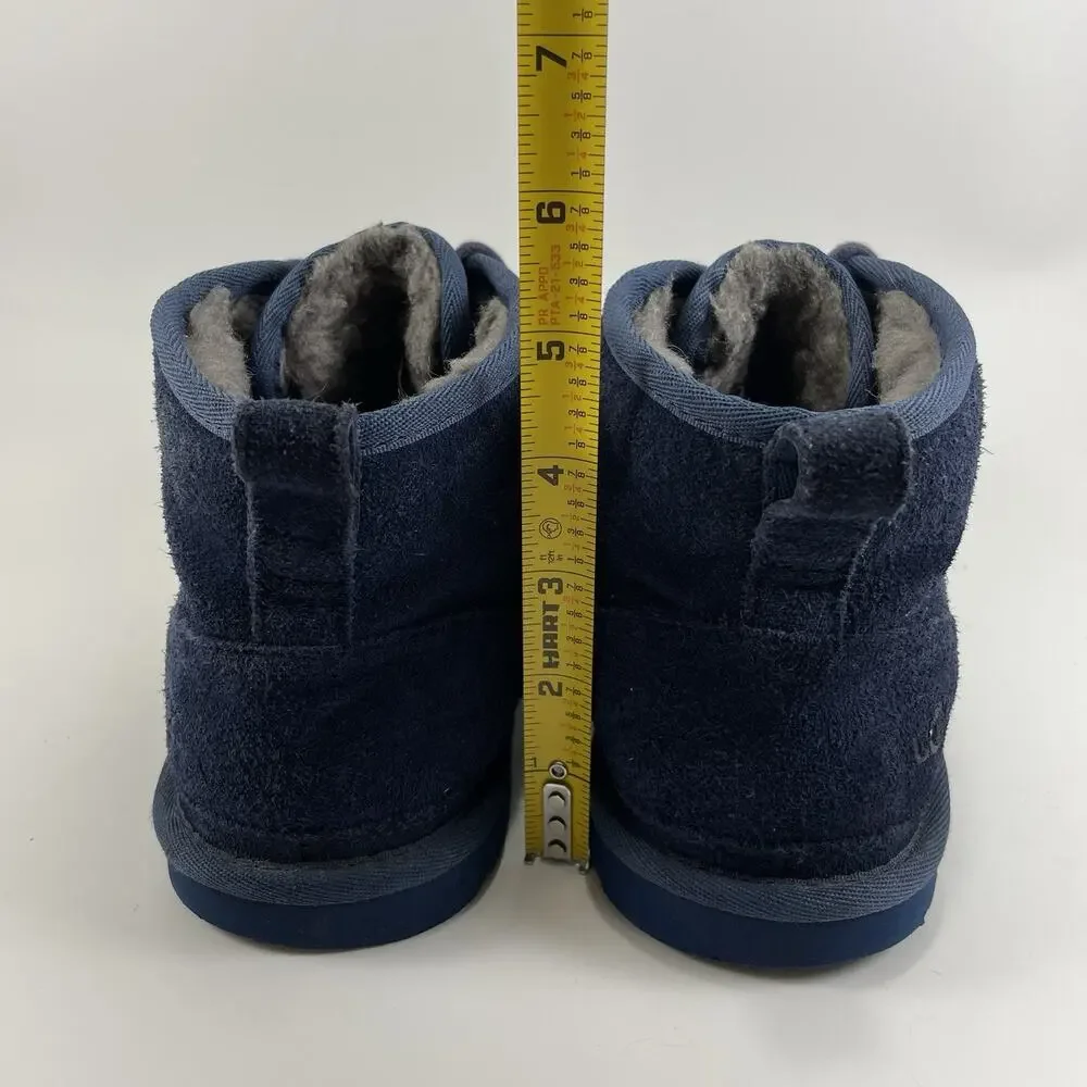 UGG Neumel Shearing Lined Chukka Boots Youth Mens Size 6 Navy Blue Suede